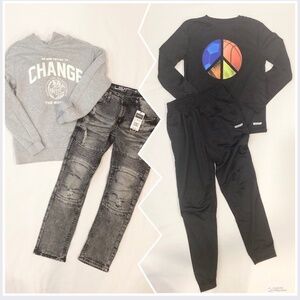 New Boys Hinds Athletic Set Denim W Hoodie 4 PCs 10/12